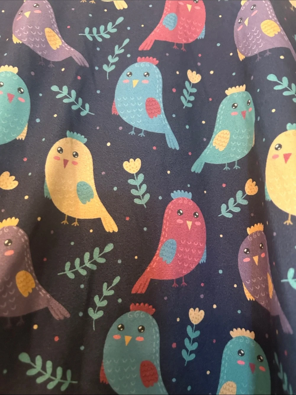 Girls' Navy Bird Print Matching Set with Cream Leggings
